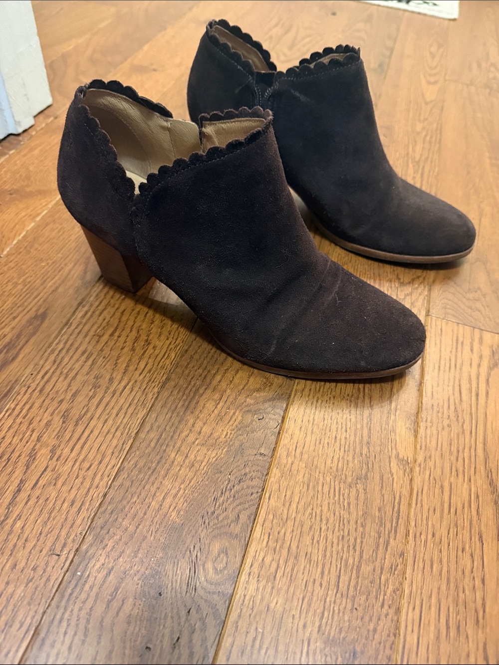 Jack Rogers Women’s Scalloped Suede Ankle Booties - Brown